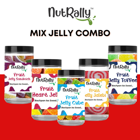 Nutrally Mix Flavours Jelly Candies (Cube, Jalebi, Ball, Sandwich, Heart) Pack of 5