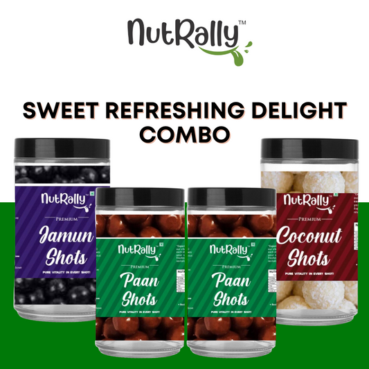 Sweet Refreshing Delight Combo - Pack of 4 (2 Paan Shot, 1 Jamun, 1 Coconut)