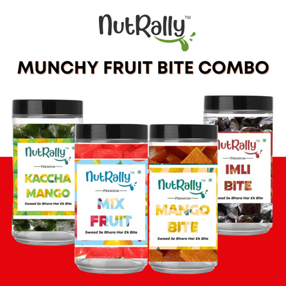 Munchy Fruit Bite Combo - Pack of 4 (1 Mix Fruit, 1 Kacha Mango, 1 Mango, 1 Imli)