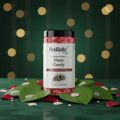 Paan Candy 300 Gm with emerald green and gold background