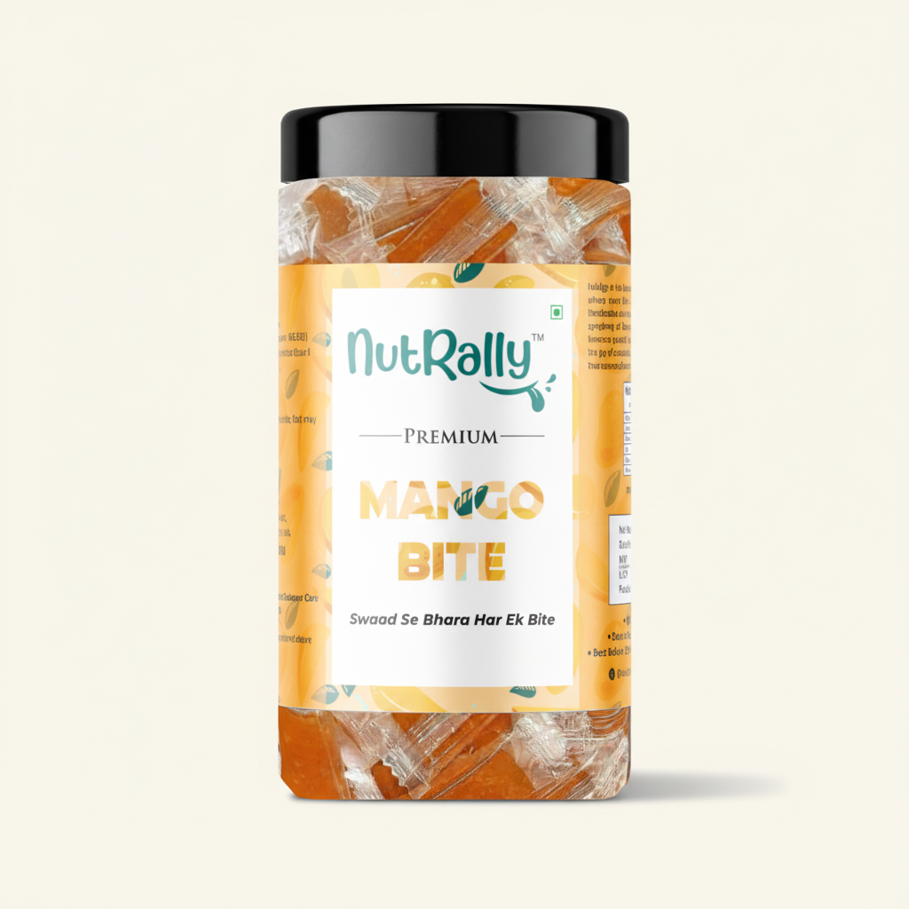 Mango Bite with cream background