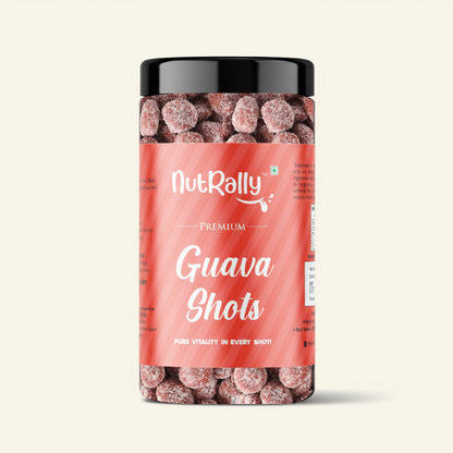 Guava Shots with cream background